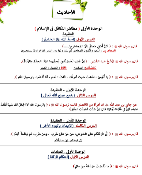ملزمة دين اولى اعدادي